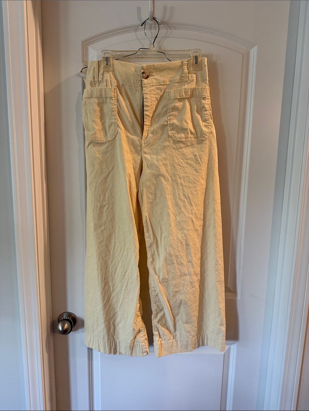 Anthropologie The Collette Light Yellow Casual Cotton Pants